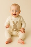 Cumpara ieftin Salopeta tricotata pentru Bebelusi - Cute Rabbit (Marime Disponibila: 9-12 luni