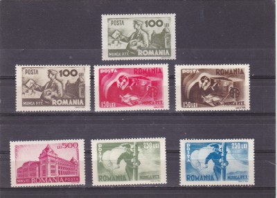 ROMANIA 1945 LP 174 MUNCA P.T.T. SERIE MNH foto