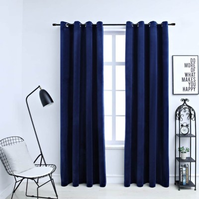 vidaXL Draperii opace cu inele, 2 buc., albastru, 140x225 cm, catifea 134529 foto