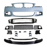 Set bara fata BMW Seria 5 (F10/F11), 12.2009-2013, cu gauri spalator; grunduit, de vopsit; type M-Performance; cu grile inferioare, cu spoiler; cu ga