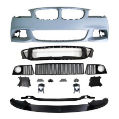 Set bara fata BMW Seria 5 (F10/F11), 12.2009-2013, cu gauri spalator; grunduit, de vopsit; type M-Performance; cu grile inferioare, cu spoiler; cu ga
