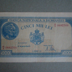 Bancnota 5000 lei 10 Octombrie 1944 Filigran Orizontal - XF+