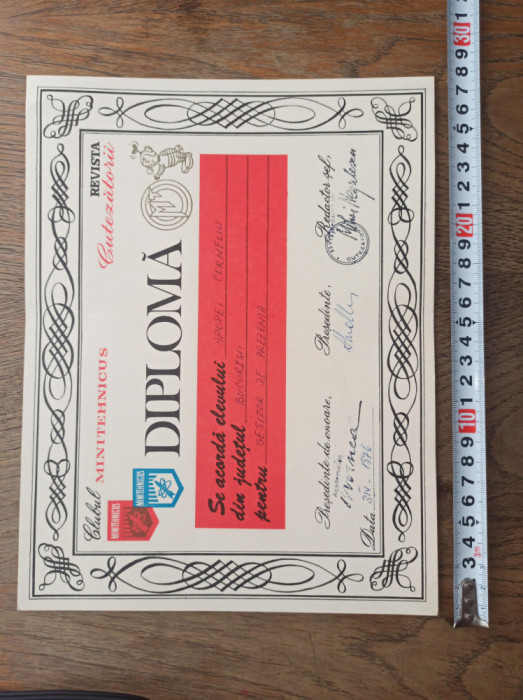 Minitehnicus diploma, SESIZOR DE PREZENTA , CCA 1978