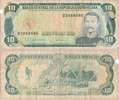 1990, 10 pesos oro (P-132) - Republica Dominicană! foto