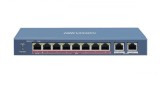 Switch 8 porturi PoE Hikvision DS-3E1310HP-EI prezinta 1 &times; 10/100