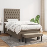 Cumpara ieftin Pat box spring cu saltea, gri taupe, 90x190 cm, textil