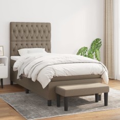 vidaXL Pat box spring cu saltea, gri taupe, 100x200 cm, textil 3136817