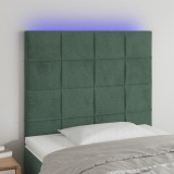 Cumpara ieftin Tăblie de pat cu LED, verde &icirc;nchis, 80x5x118/128 cm, catifea