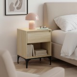 Noptiera Kistiandi cu sertar si raft, stejar deschis, 62x46x40 cm