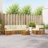 vidaXL Seturi de canapele 7 pcs Natural și Crem Lemn Solid de Acacia 3374395