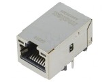 Soclu RJ45 cu LED aurit ecranat pentru PCB
