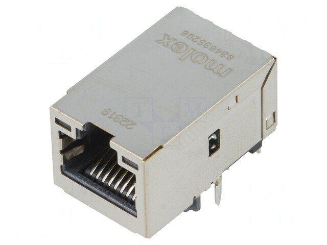 Soclu RJ45 cu LED aurit ecranat pentru PCB