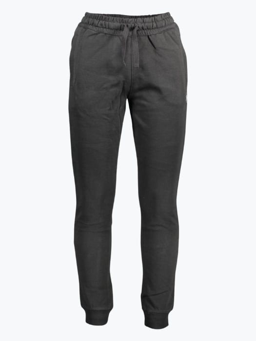 Pantaloni sport barbati cu talie elasitica din bumbac cu logo brodat negru 2XL, Negru, 2XL INTL
