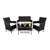 Set mobilier gradina/terasa, poliratan, negru cu perne crem, 1 masa, 2 fotolii, 1 canapea, Medi GartenVIP DiyLine, Chomik