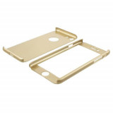 Husa pentru Apple iPhone 7 Gold cu acoperire completa 360 grade cu folie de sticla gratis, MyStyle