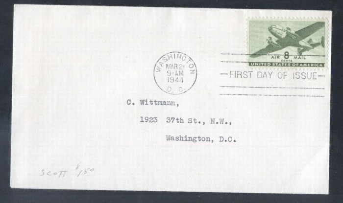 United States 1941 Postal flights 8c FDC K.502