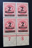 Germania Weimar 1923 Hiperinflație Bloc de 4 de Jos 2 Million pe 200 Tausend cu Numerotare de Margine "7 8" MNH Neștampilat - A0029