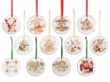 Cumpara ieftin Set 12 ornamente brad Craciun ceramica multicolora &Oslash; 8 cm
