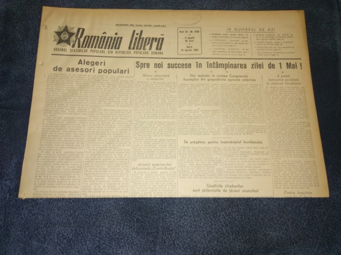 ZIARUL ROMANIA LIBERA 14 APRILIE 1953