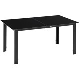Outsunny Masă de grădină rectangulară din aluminiu și blat de sticlă securizat - 6 persoane 150 x 90 x 74 cm negru | Aosom Romania
