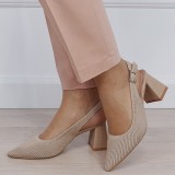 Pantofi kaki deschis cu model tricotat H8-1167 01