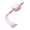Cablu Retractabil Universal pentru Telefon, Flippy, Universal 3in1 pentru Orice Tip de Telefon, Micro-USB, Lightning, TYPE-C, 1.2M, Roz