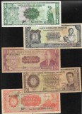 Rar! Set Paraguay 1 + 5 + 10 + 50 + 100 guaranies, America Centrala si de Sud