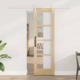 Ușă glisantă vidaXL cu set de accesorii &quot;ORKDAL&quot; din lemn masiv și sticlă