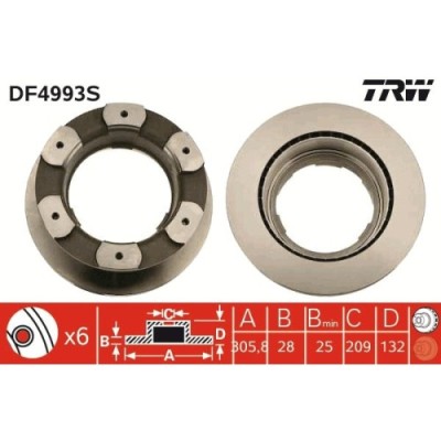 Set discuri frana spate TRW, IVeco Daily IV, 2006-2012, Daily V, 2011-2014, Daily Vi, 03.2014-, spate; puntea spate foto