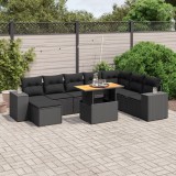 Cumpara ieftin Gossi set mobilier de gradina cu perne, 9 piese, negru, poliratan
