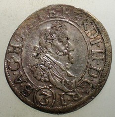 G.321 AUSTRIA FERDINAND II 3 KREUZER 1629 ARGINT