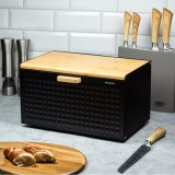 Cutie pentru paine, din oțel, negru, dreptunghiulara, 35.5 x 23.5 cm, Klausberg