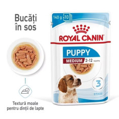 Royal Canin Medium Puppy hrana umeda caine junior (in sos), 140 g