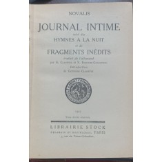 Journal intime (Jurnal intim -carte veche in franceza)- Novalis