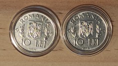 Romania -set aniversar FAO- 2x 10 lei 1995 cu si fara N in diamant - UNC capsule