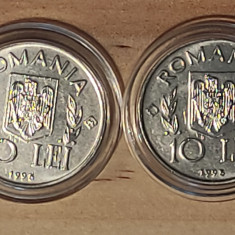 Romania -set aniversar FAO- 2x 10 lei 1995 cu si fara N in diamant - UNC capsule
