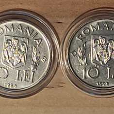 Romania -set FAO- 2x 10 lei 1995 cu si fara N in diamant -necirculate in capsule