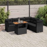 Cumpara ieftin Set canapele de grădină cu perne, 7 piese, negru, poliratan