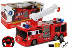 Camion de pompieri rosu, masinuta RC , cu telecomanda 28m, LeanToys, 7221 foto