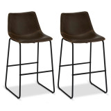 Set of 2 Dark Brown Bar Chairs Indiana