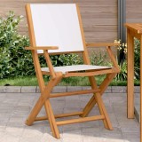 VidaXL Scaune de grădină 2 buc., alb crem, lemn masiv acacia și textil