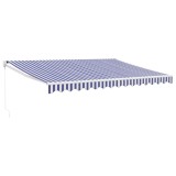 Copertina retractabila albastru/alb, 4,5x3 m, textil/aluminiu
