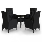 Cumpara ieftin Set bistro de gradina, 5 piese, negru, poliratan