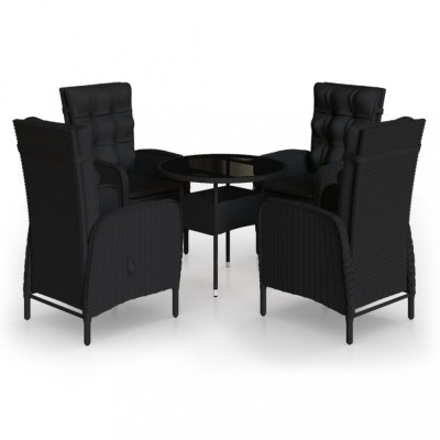 Set bistro de gradina, 5 piese, negru, poliratan foto