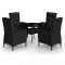 Set bistro de gradina, 5 piese, negru, poliratan