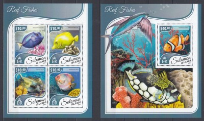 Solomon Islands 2017 - Fauna Marina - PESTI de RECIF - Sh + S.S. - MNH foto