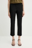 Sisley pantaloni culoarea negru, fason tigareta, medium waist, 4ENMLE02X