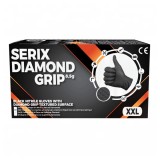 Mănuși pentru mecanici Serix Diamond Grip, nitril negre, nepudrate, grosime 3X, mărimea XXL, 50 buc.