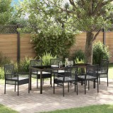 Cumpara ieftin Set de masă pentru grădină cu pernă 7 pcs Negru Rattan poli