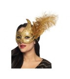 Masca venetiana aurie pentru bal mascat adulti